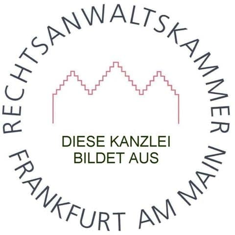 Logo der Rechtsanwaltskammer Frankfurt am Main "Diese Kanzlei bildet aus"